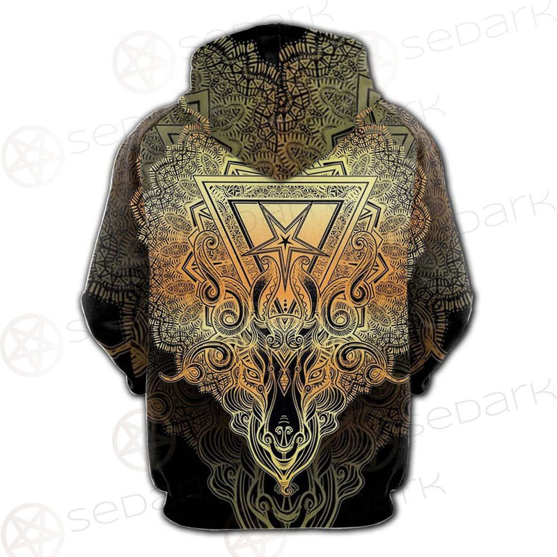 Pentagram Sign Head Of Demon Baphomet SDN-1024 Hoodie Raglan Zip