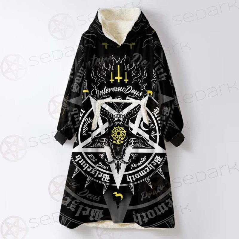 Pentagram Baphomet Occult Illustration SDN-1027 Oversized Sherpa Blanket Hoodie