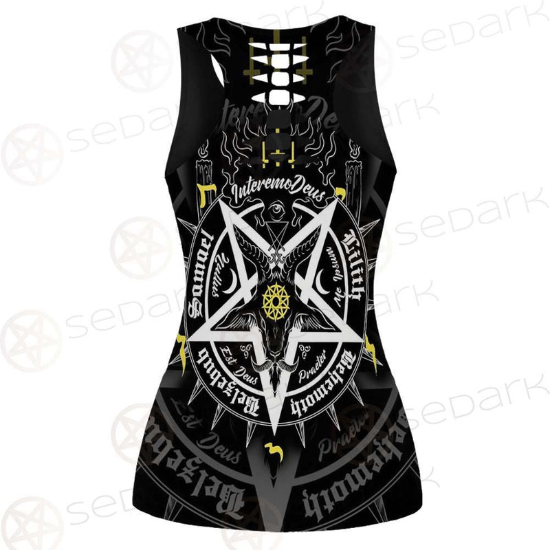 Pentagram Baphomet Occult Illustration SDN-1027 Hollow Out Tank Top