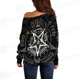 Pentagram Baphomet Occult Illustration SDN-1027 Off Shoulder Sweaters