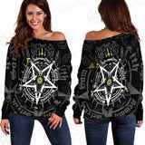 Pentagram Baphomet Occult Illustration SDN-1027 Off Shoulder Sweaters