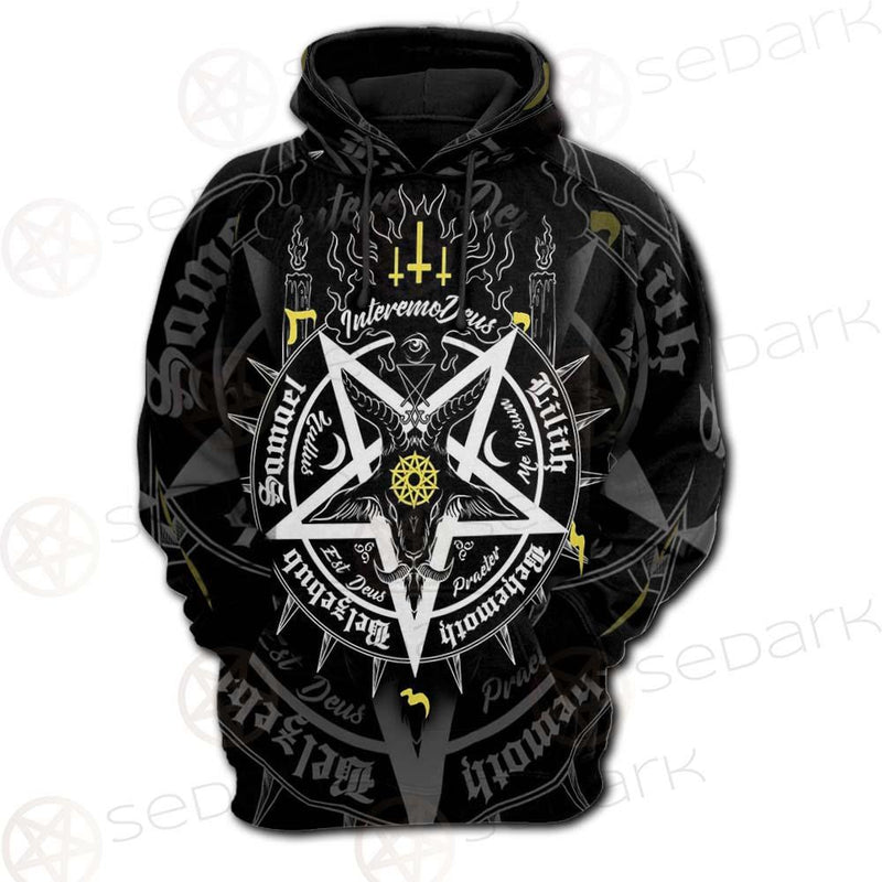 Pentagram Baphomet Occult Illustration SDN-1027 Hoodie Raglan