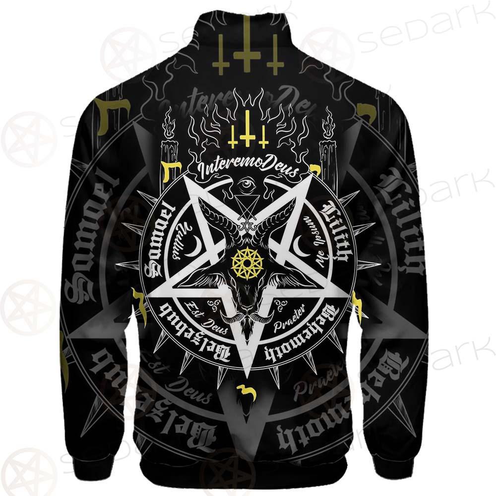 Pentagram Baphomet Occult Illustration SDN-1027 Stand-up Collar Jacket