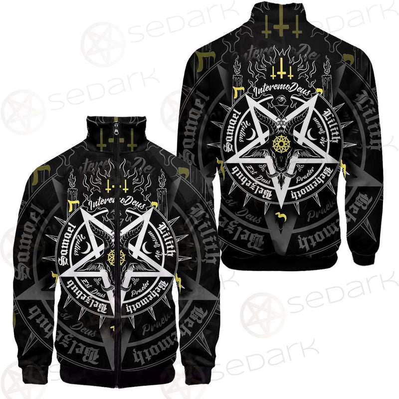 Pentagram Baphomet Occult Illustration SDN-1027 Stand-up Collar Jacket
