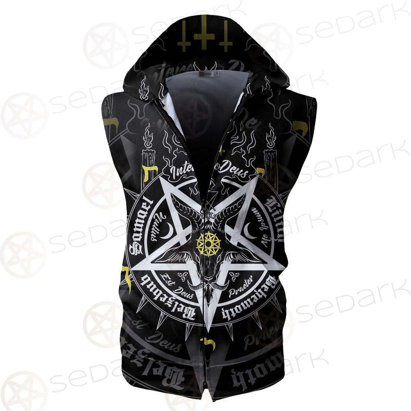Pentagram Baphomet Occult Illustration SDN-1027 Zip Sleeveless Hoodie