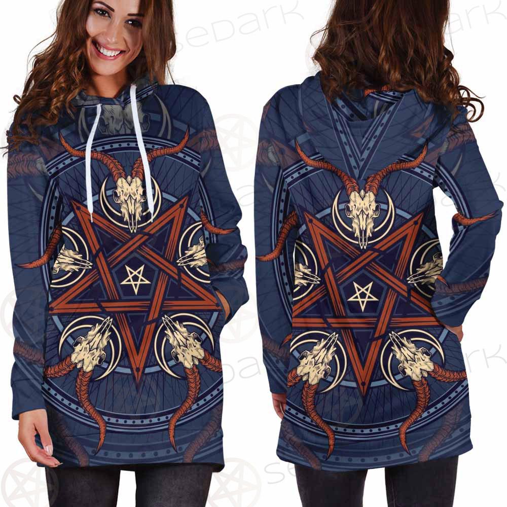 Stylish Pentagram With Goat Skulls SDN-1028 Hoodie Dress