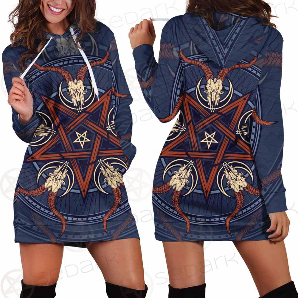 Stylish Pentagram With Goat Skulls SDN-1028 Hoodie Dress