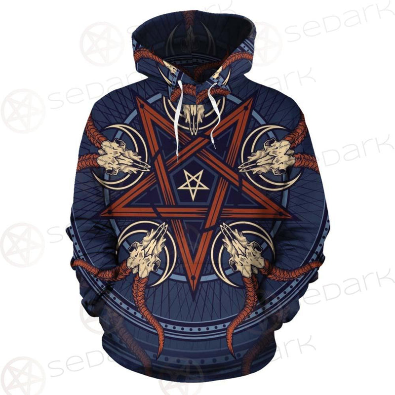 Stylish Pentagram With Goat Skulls SDN-1028 Hoodie Allover