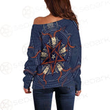 Stylish Pentagram With Goat Skulls SDN-1028 Off Shoulder Sweaters