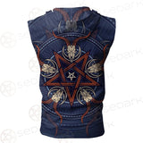 Stylish Pentagram With Goat Skulls SDN-1028 Zip Sleeveless Hoodie