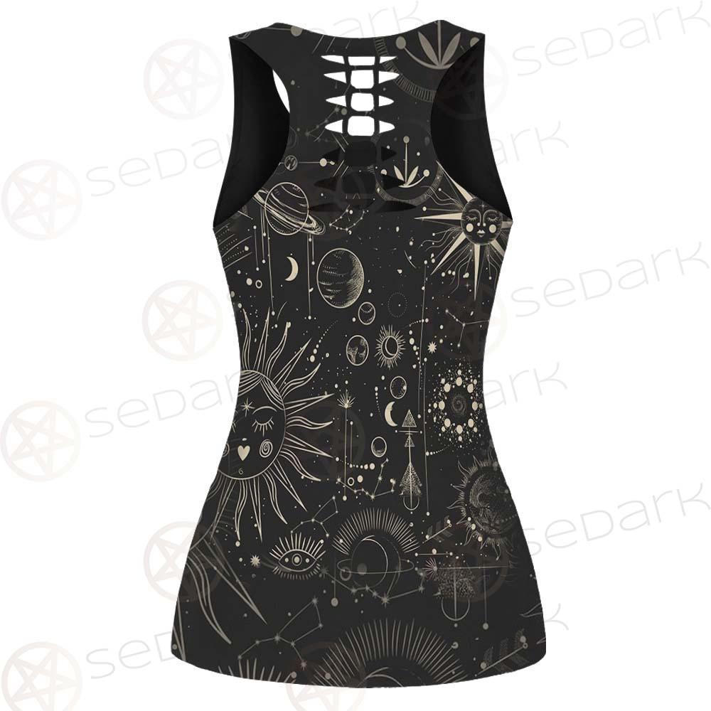 Vector Illustration Set Of Moon Phases SDN-1029 Hollow Out Tank Top