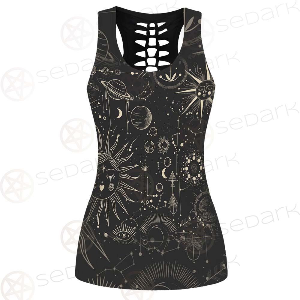Vector Illustration Set Of Moon Phases SDN-1029 Hollow Out Tank Top