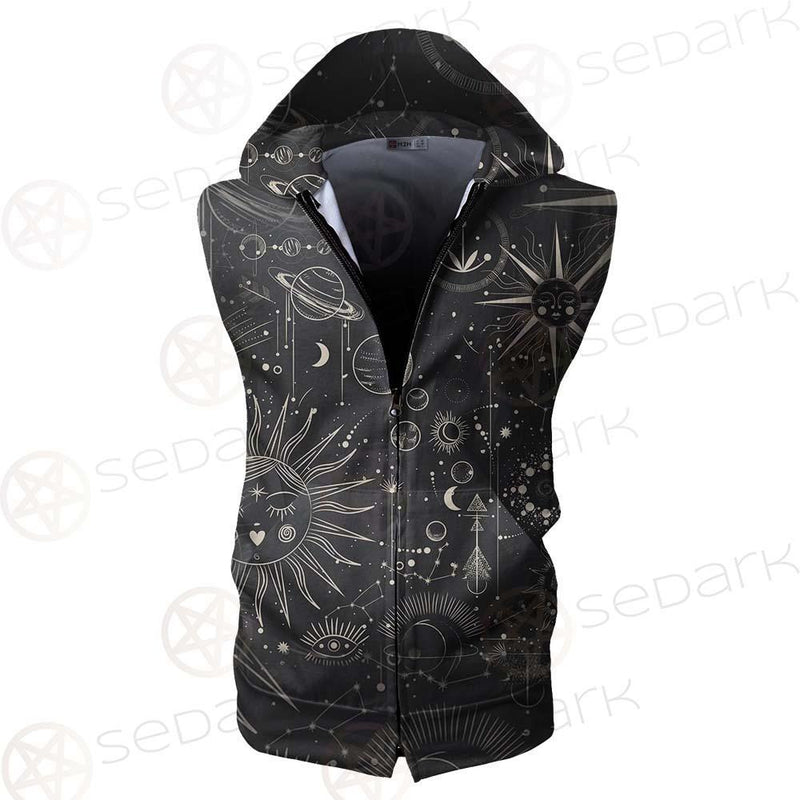 Vector Illustration Set Of Moon Phases SDN-1029 Zip Sleeveless Hoodie