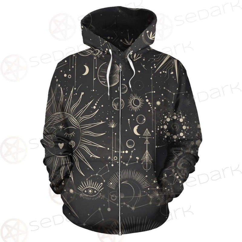 Vector Illustration Set Of Moon Phases SDN-1029 Zip-up Hoodies