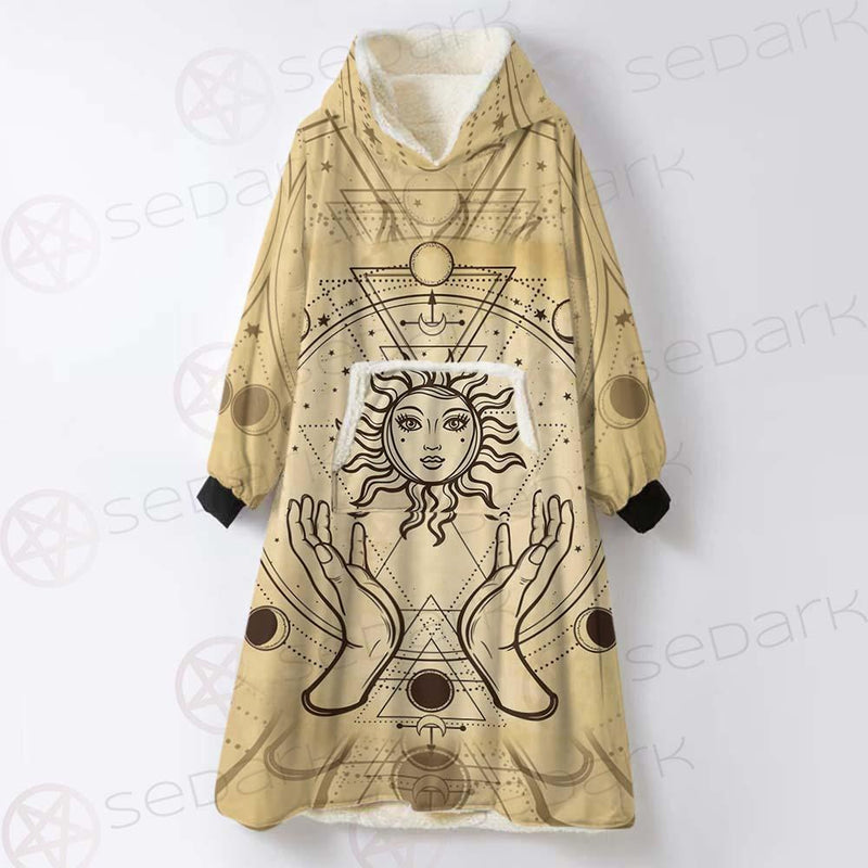 Human Hands Hold The Sun SDN-1030 Oversized Sherpa Blanket Hoodie