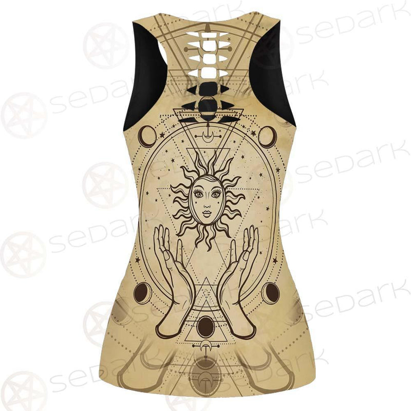 Human Hands Hold The Sun SDN-1030 Hollow Out Tank Top