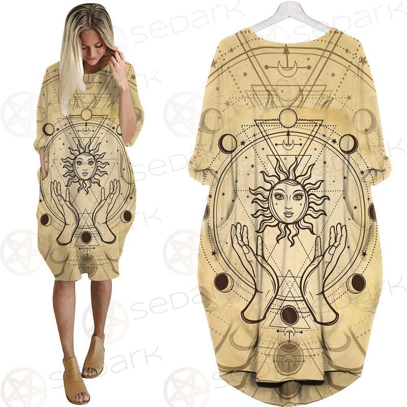 Human Hands Hold The Sun SDN-1030 Batwing Pocket Dress