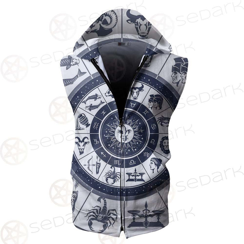 Zodiac Astrology Circle SDN-1035 Zip Sleeveless Hoodie