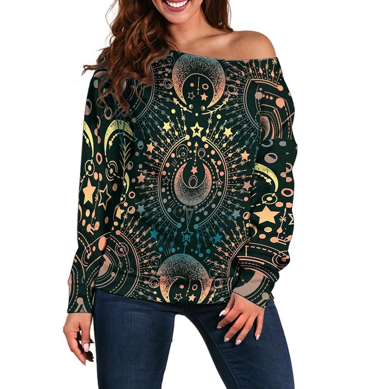 Spirituality And Occultism Off Shoulder Sweaters