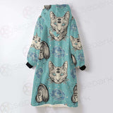 Seamless Pattern In Tatto Art SDN-1039 Oversized Sherpa Blanket Hoodie