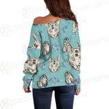 Seamless Pattern In Tatto Art SDN-1039 Off Shoulder Sweaters