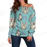 Seamless Pattern In Tatto Art SDN-1039 Off Shoulder Sweaters