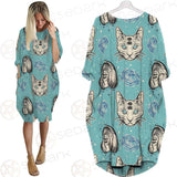 Seamless Pattern In Tatto Art SDN-1039 Batwing Pocket Dress