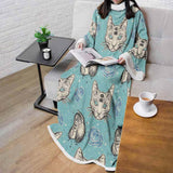 Seamless Pattern In Tatto Art SDN-1039 Sleeved Blanket