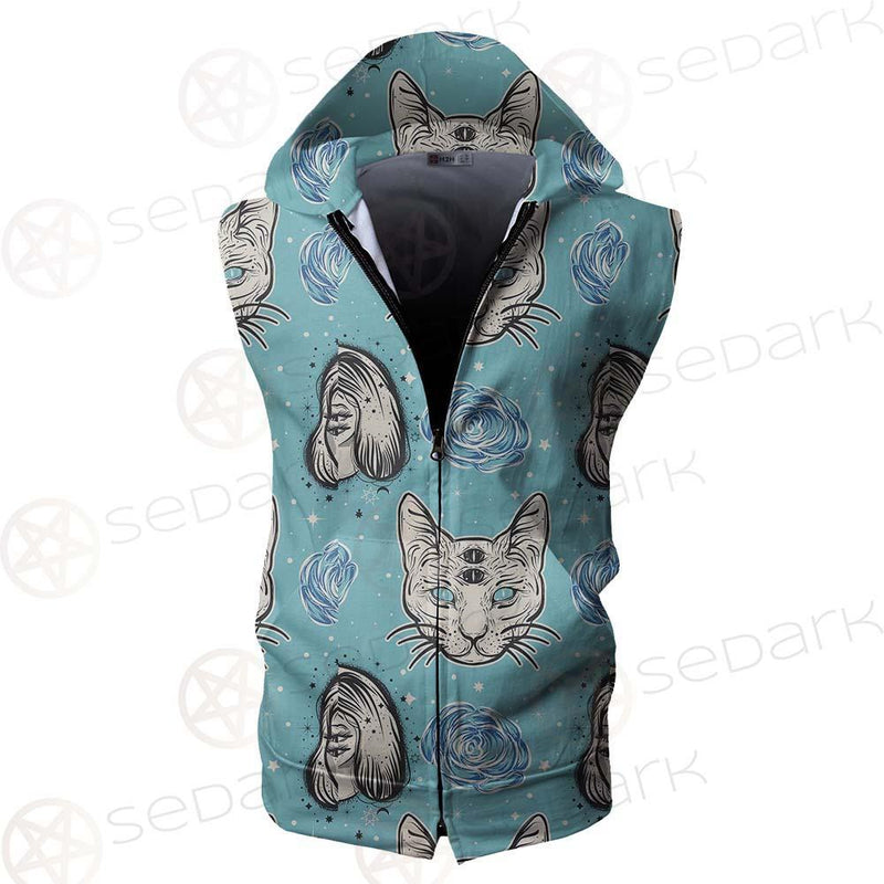 Seamless Pattern In Tatto Art SDN-1039 Zip Sleeveless Hoodie