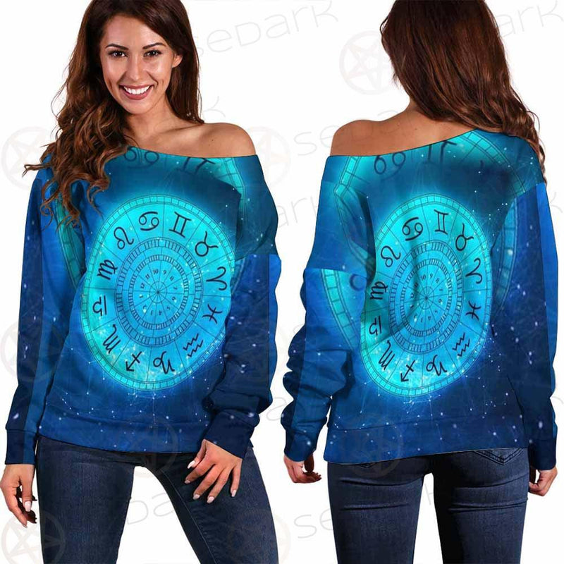 Zodiac Astrology Signs For Horoscope SDN-1042 Off Shoulder Sweaters