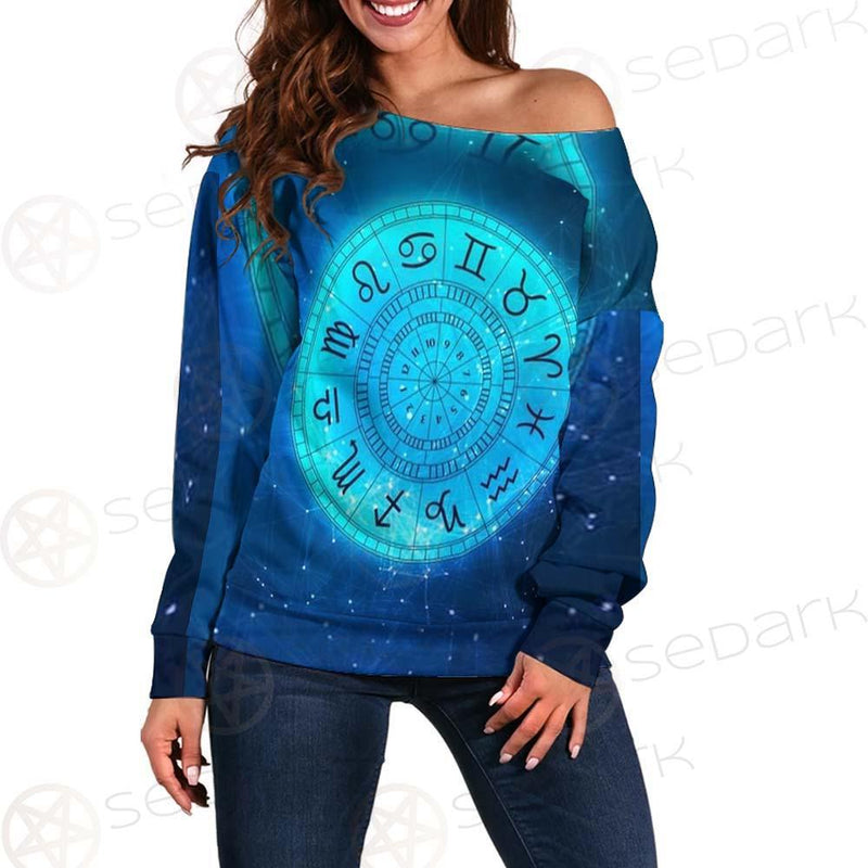 Zodiac Astrology Signs For Horoscope SDN-1042 Off Shoulder Sweaters