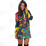 Cat Skull With Floral Ornament SDN-1046 Hoodie Dress