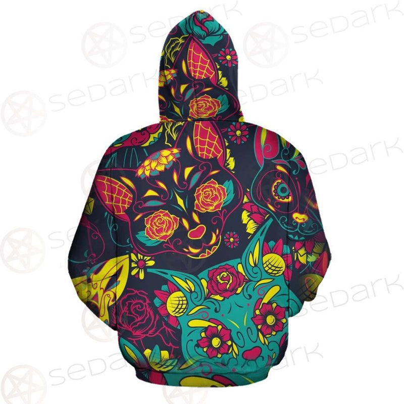 Cat Skull With Floral Ornament SDN-1046 Hoodie & Zip-up Hoodie