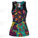 Cat Skull With Floral Ornament SDN-1046 Women Tank Top