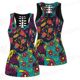 Cat Skull With Floral Ornament SDN-1046 Women Tank Top