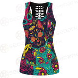 Cat Skull With Floral Ornament SDN-1046 Women Tank Top