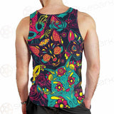 Cat Skull With Floral Ornament SDN-1046 Men Tank-tops