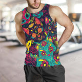 Cat Skull With Floral Ornament SDN-1046 Men Tank-tops