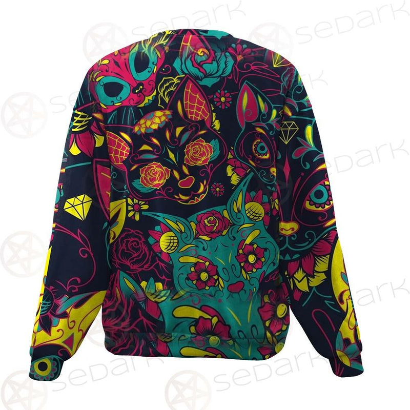 Cat Skull With Floral Ornament SDN-1046 Unisex Sweatshirt