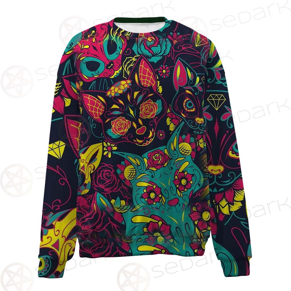 Cat Skull With Floral Ornament SDN-1046 Unisex Sweatshirt