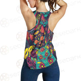 Cat Skull With Floral Ornament SDN-1046 Women Tank Top