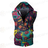 Cat Skull With Floral Ornament SDN-1046 Zip Sleeveless Hoodie