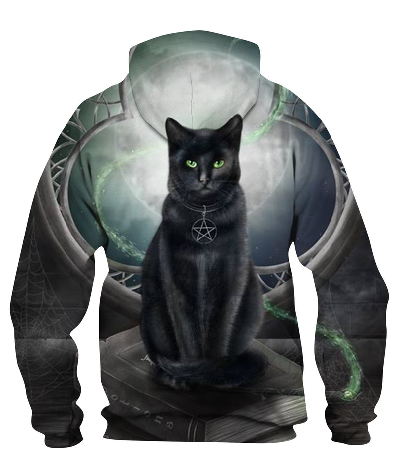 Pretty Stuff Balck Cat Familiar Zip Hoodie