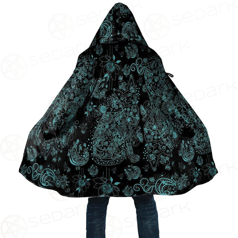 Black Sphynx Cat Tattoo Pattern Cloak with bag