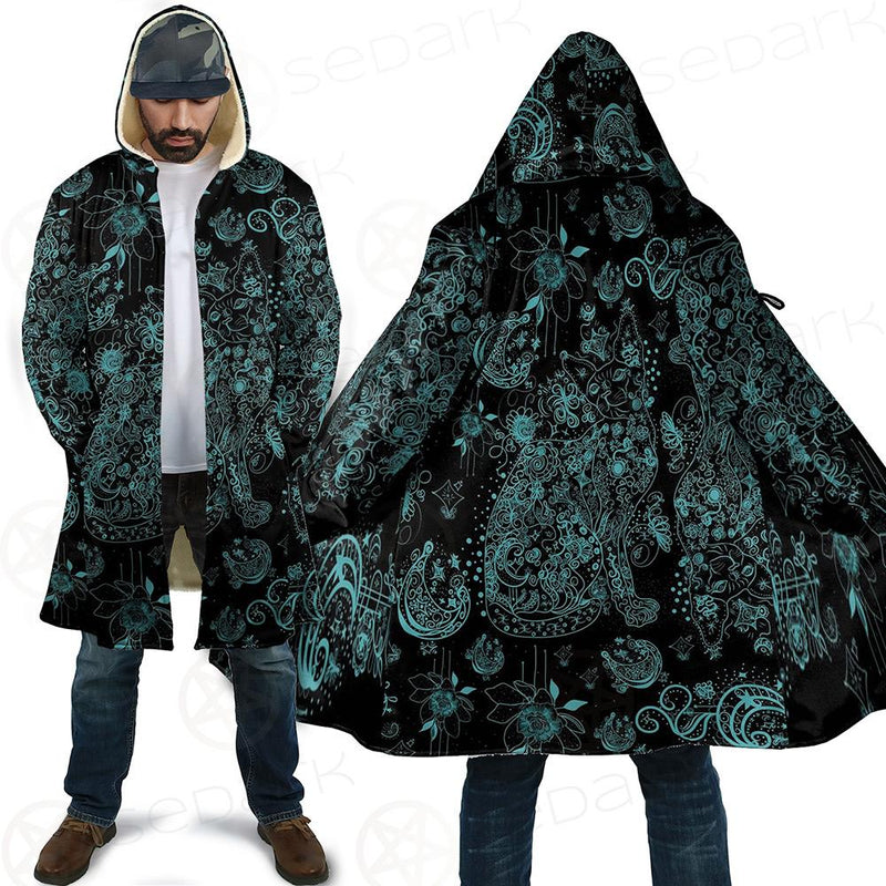 Black Sphynx Cat Tattoo Pattern Cloak with bag