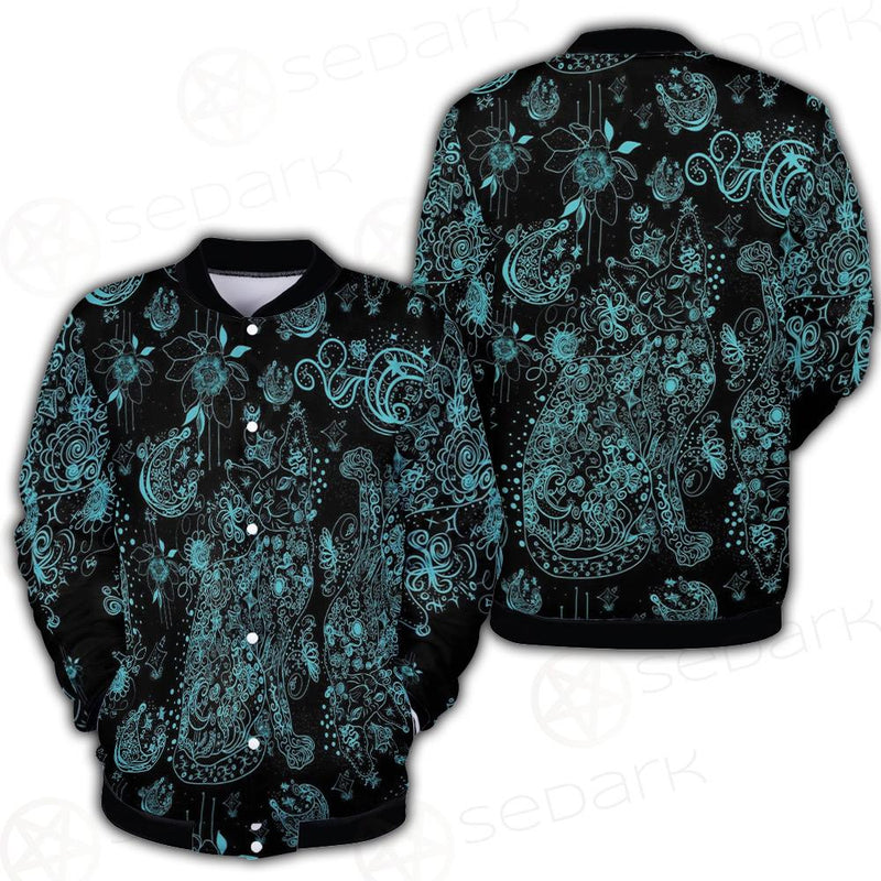 Black Sphynx Cat Tattoo Pattern Button Jacket