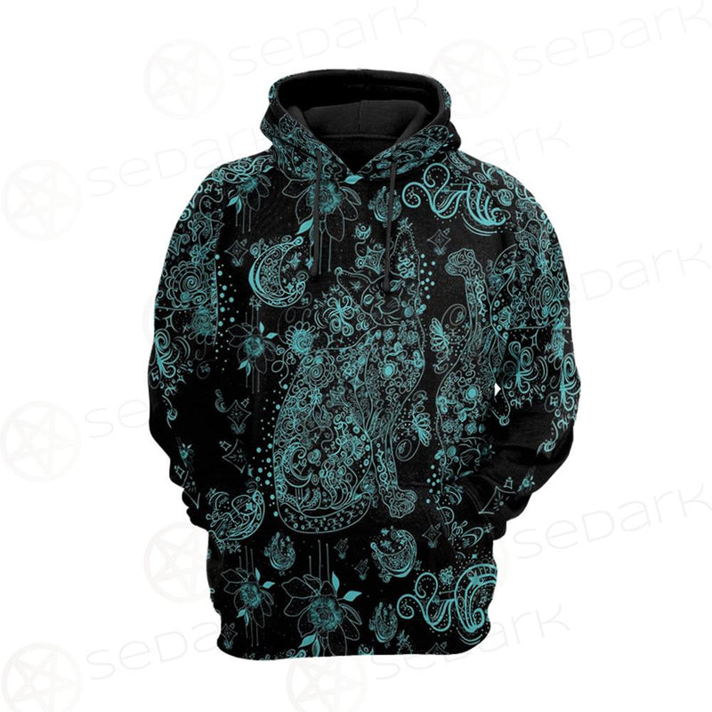 Black Sphynx Cat Tattoo Pattern Hoodie Raglan