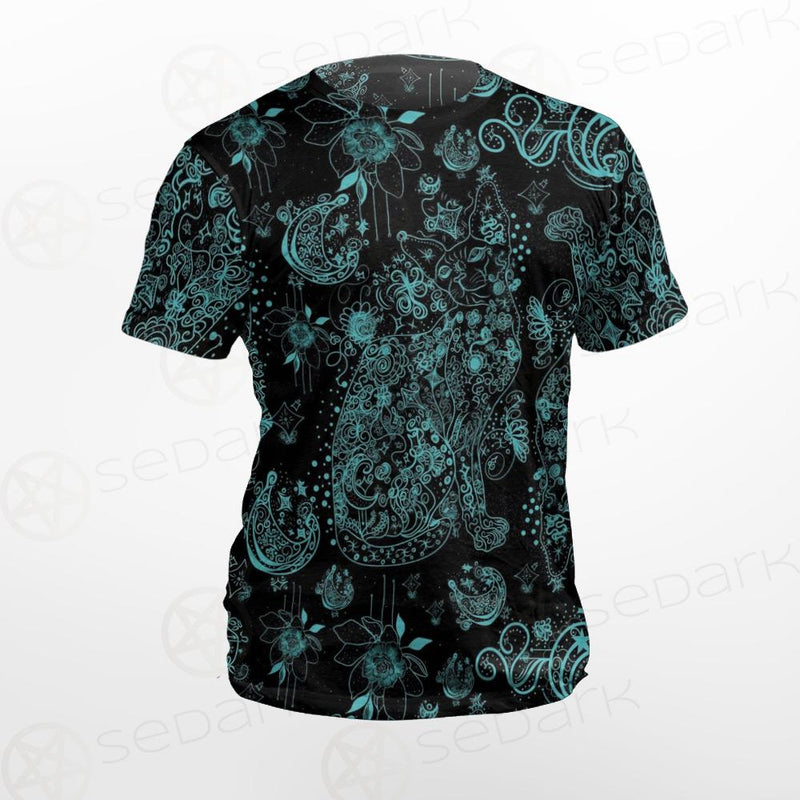 Black Sphynx Cat Tattoo Pattern Unisex T-shirt