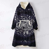 Mystical Cat Skeleton Lies In The Grass SDN-1050 Oversized Sherpa Blanket Hoodie