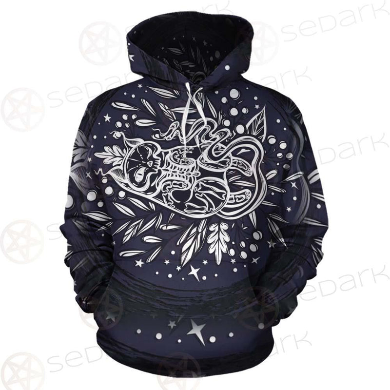 Mystical Cat Skeleton Lies In The Grass SDN-1050 Hoodie & Zip-up Hoodie